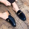 New Men's Bule Black Half Slippers Driving Shoes Male Suede Mixed Casual Mules Moccasins Breathable Loafers Zapatos Hombre