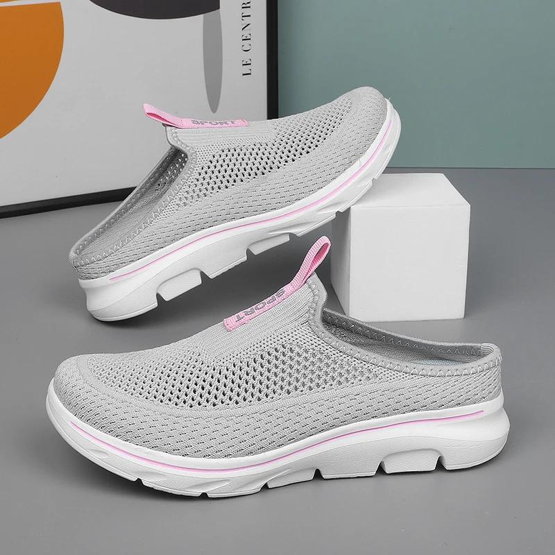 Fashion Big Size 48 Summer Men Women Half Shoes Slippers Slip On Casual Shoes Mesh Breathable Soft Comfortable Zapatillas Hombre Male