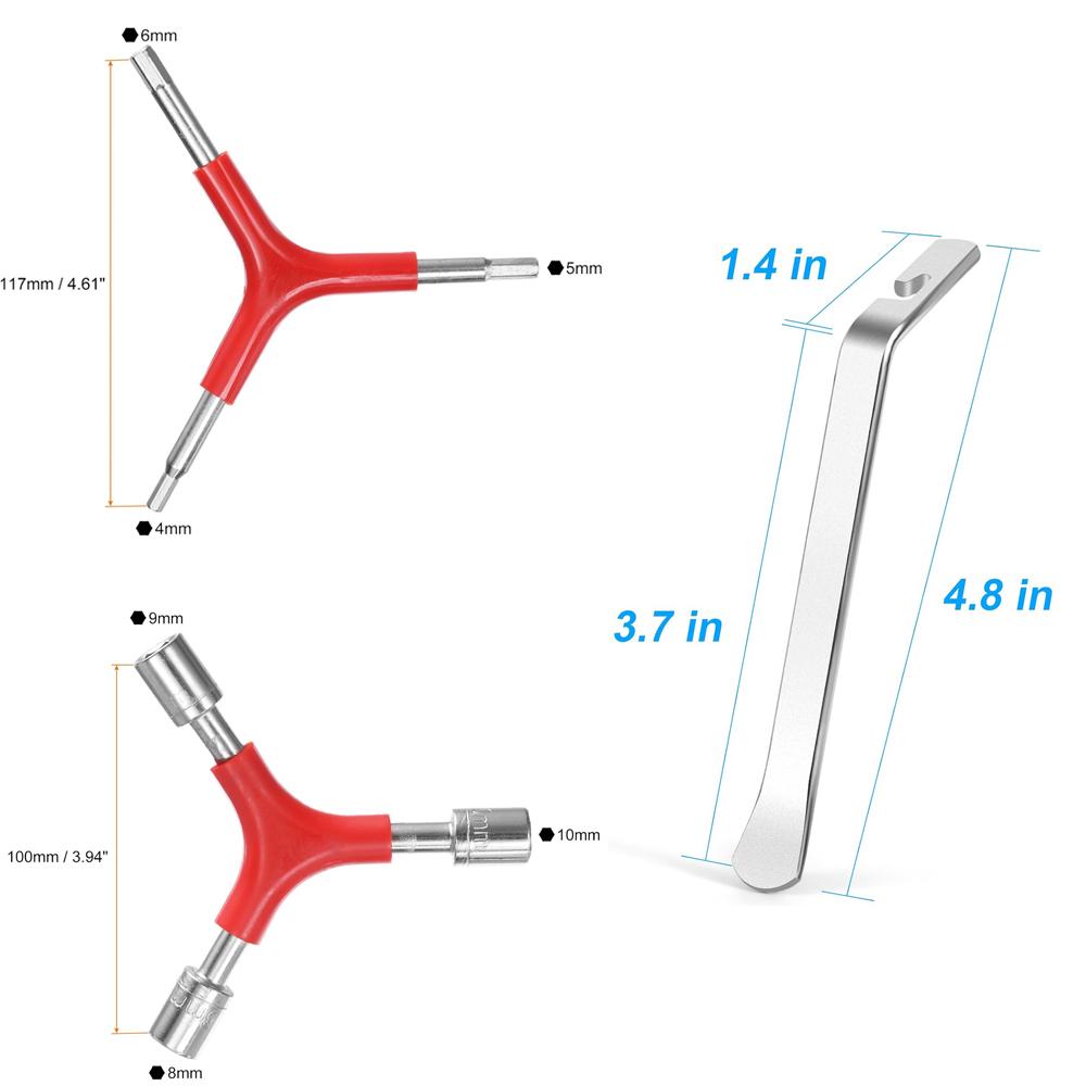 Y-Shaped 3 Way Wrench Set 4/5/6mm,Bicycle Tire Pry Bar,Y-Type Inner Spanner Chrome Plating Portable Bike Torque Spanner 8/9/10mm