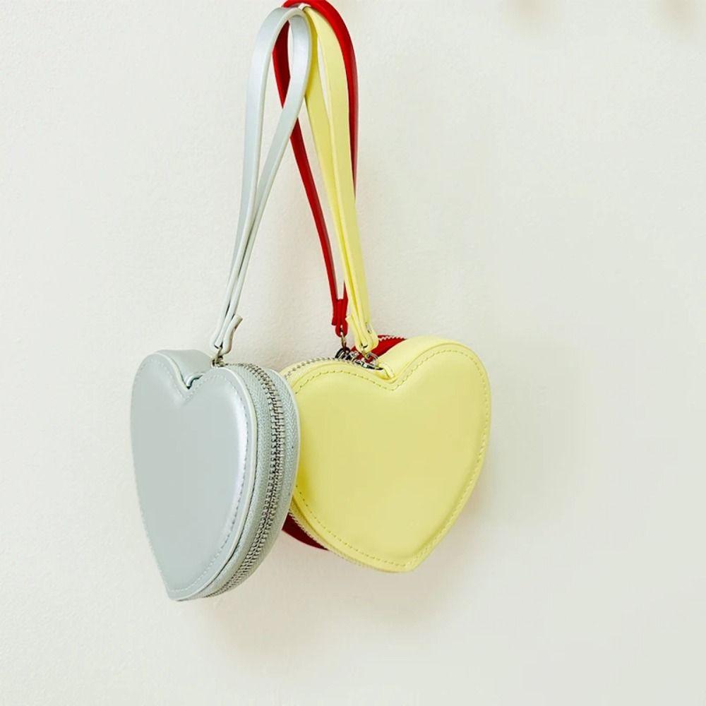 Clutch Bag PU Purses Korean Style Solid Heart Bag Ins Red Love Hear Wallet  Female