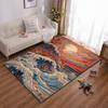 Ocean Waves Pattern Carpet with Sunset Design, Modern Floor Decor Suitable for Use As an Anti-slip for Living Room Bedroom Sofas