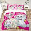 Pink Floral Cats Print 3Pcs Bedding Setduvet Cover With 2 Bedropillowcase Home Birthday Gift