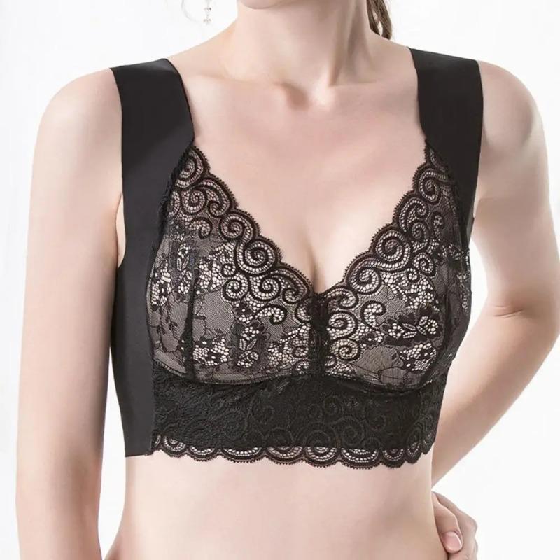 Reggiseno da Donna con Spalline Larghe in Pizzo Senza Cuciture Morbido Traspirante Stile Canotta Reggiseno Imbottito Push Up Reggiseni Elasticizzati Biancheria Intima da Donna