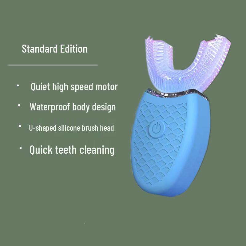 

Rechargeable U-shaped Electric Sonic Toothbrush with Soft Silicone Bristles - Washable, Automatic Timer for Adults