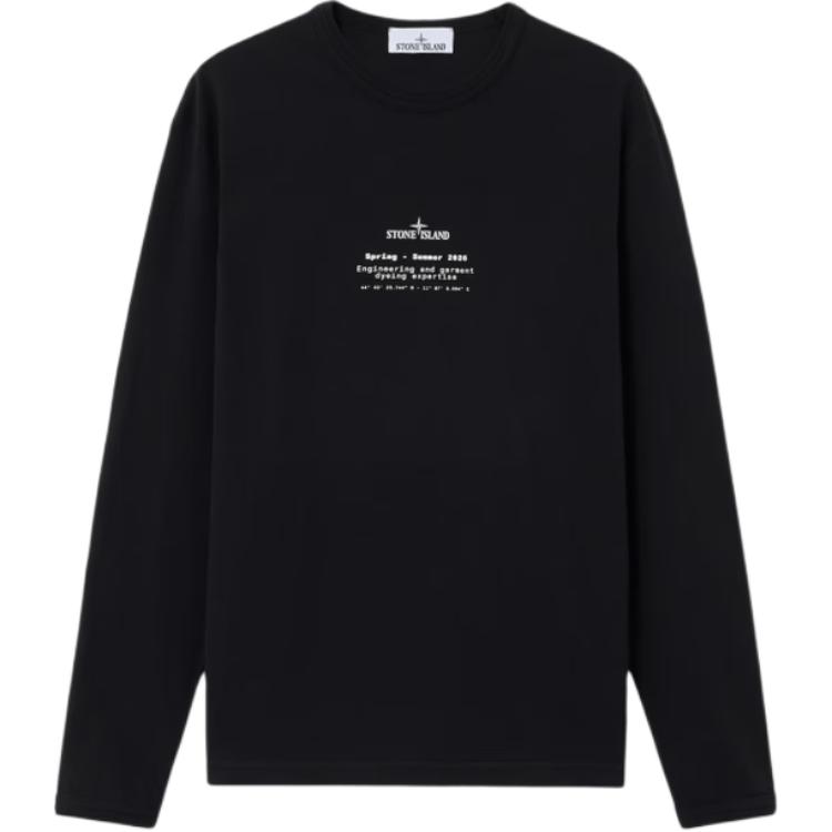 Stone Island Lente/Zomer 26 Ronde Hals Effen Kleur Kompas Patroon Lange Mouwen T-shirt Unisex Tops L1S1521000-03S0292-V0029 XL