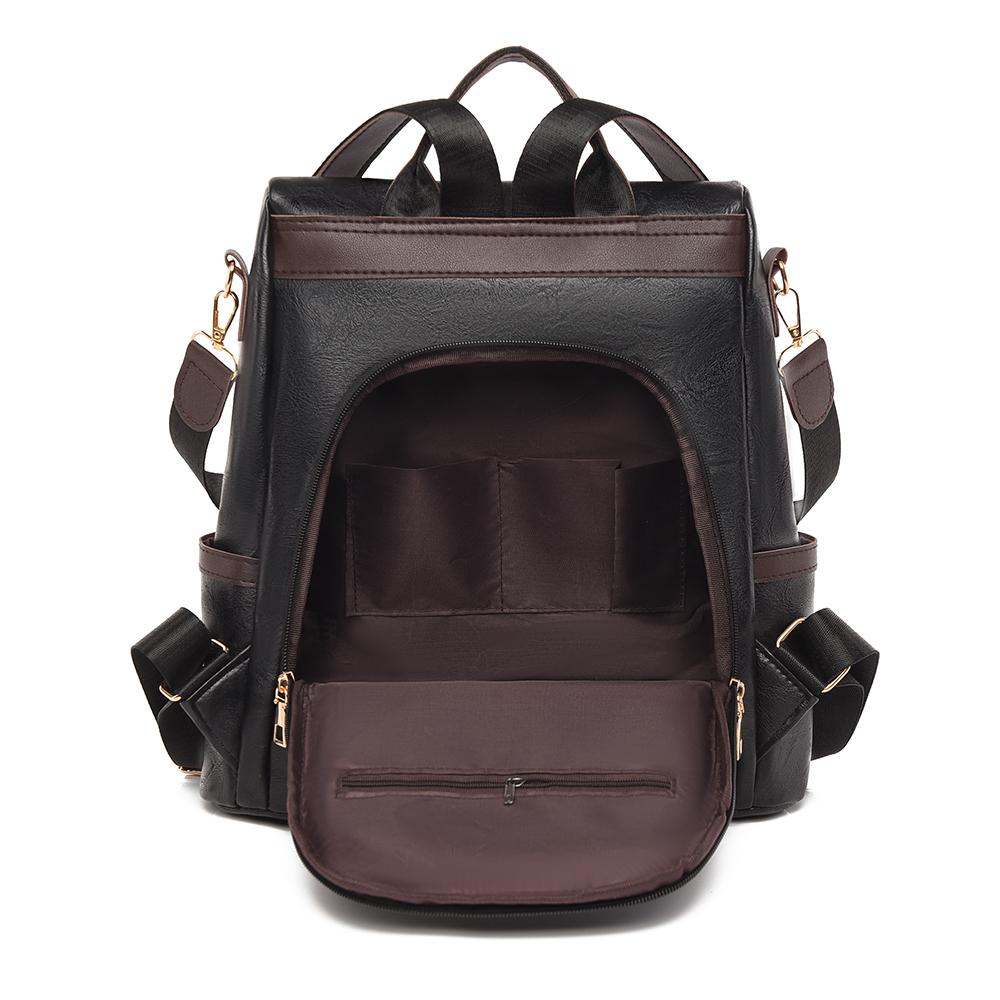 Anti-theft Backpack Women's PU Backpack Large Capacity Lightweight Travel Bag Student Schoolbag