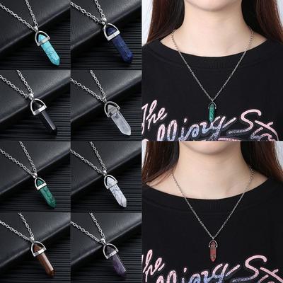 Chakra Point Pendulum Quartz Chain Stone Pendant Jewelry Accessories Natural Crystal Necklace