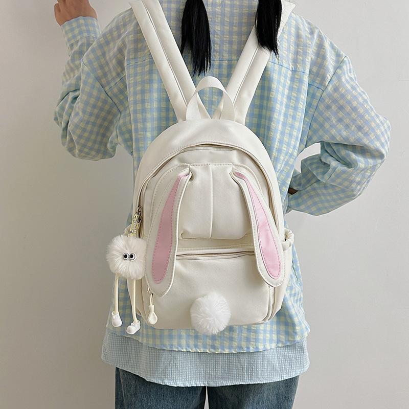 Korean version of sweet schoolbag for girls, cute rabbit ears backpack for high school students, light high school students, small backpack for travel