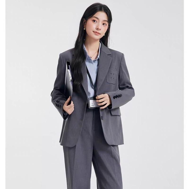 Women Suit Set Classic  Two Piece Blazer and Pants Formal Office Wear Spring Autumn Simple Elegant Outfit