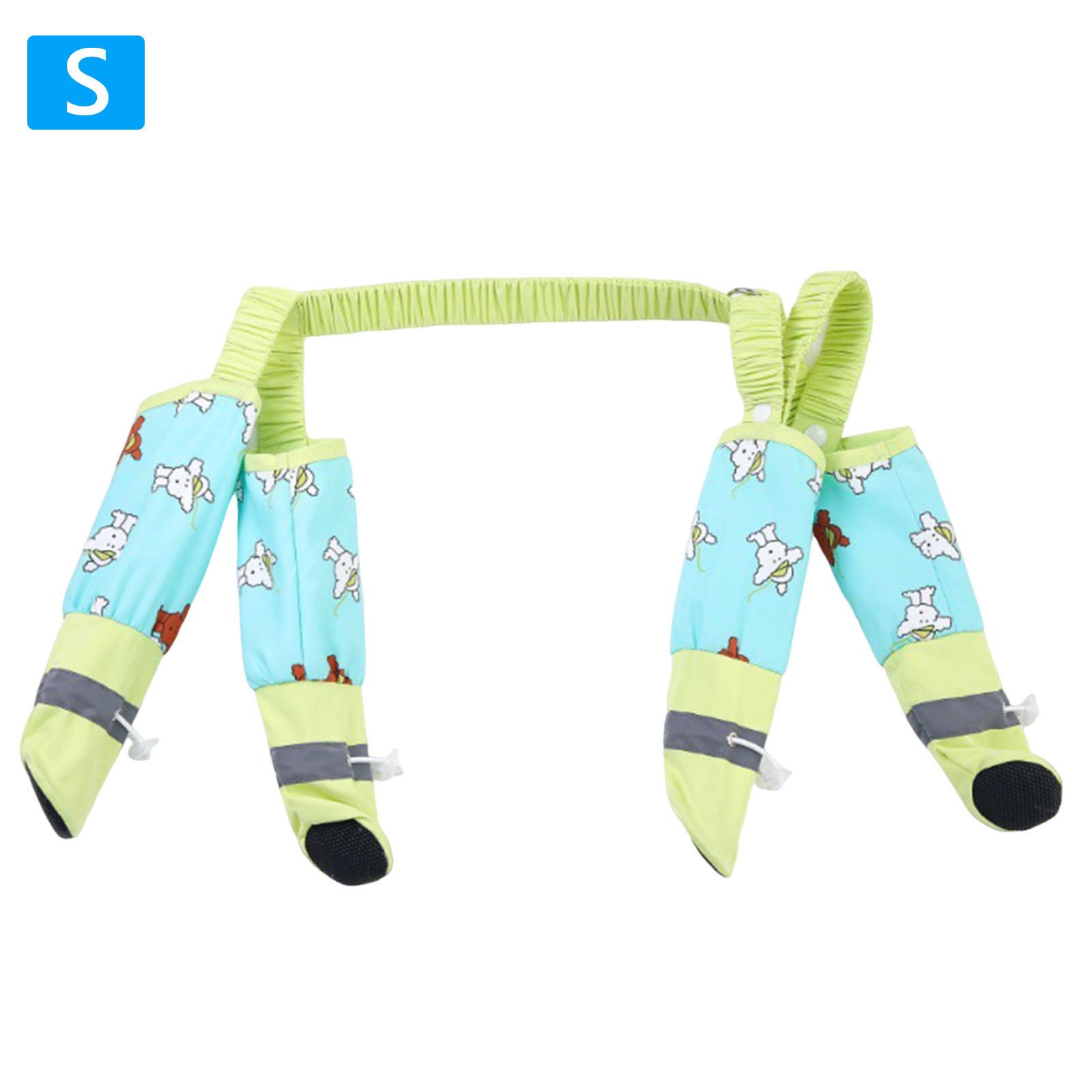 

Cartoon Print Outdoor Pet Wear with Detachable Shoes Dog Suspender Boots Anti-Slip for Winter Rain Hiking Walking S