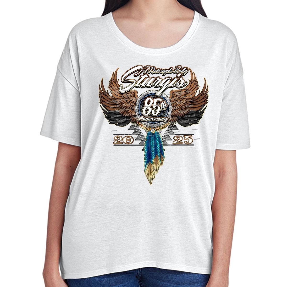 Ladies 2025 Sturgis Motorcycle Rally Dreamcatcher T-Shirt No Harley M