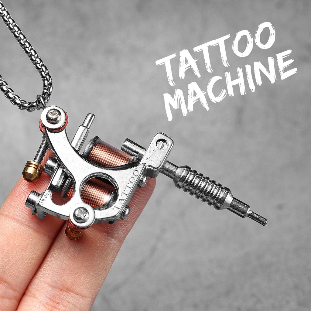 Men Charm Tattoo Machine Stainless Steel Jewelry Necklaces With Pendant For Male Women Punk Hip Hop Accessories Gifts