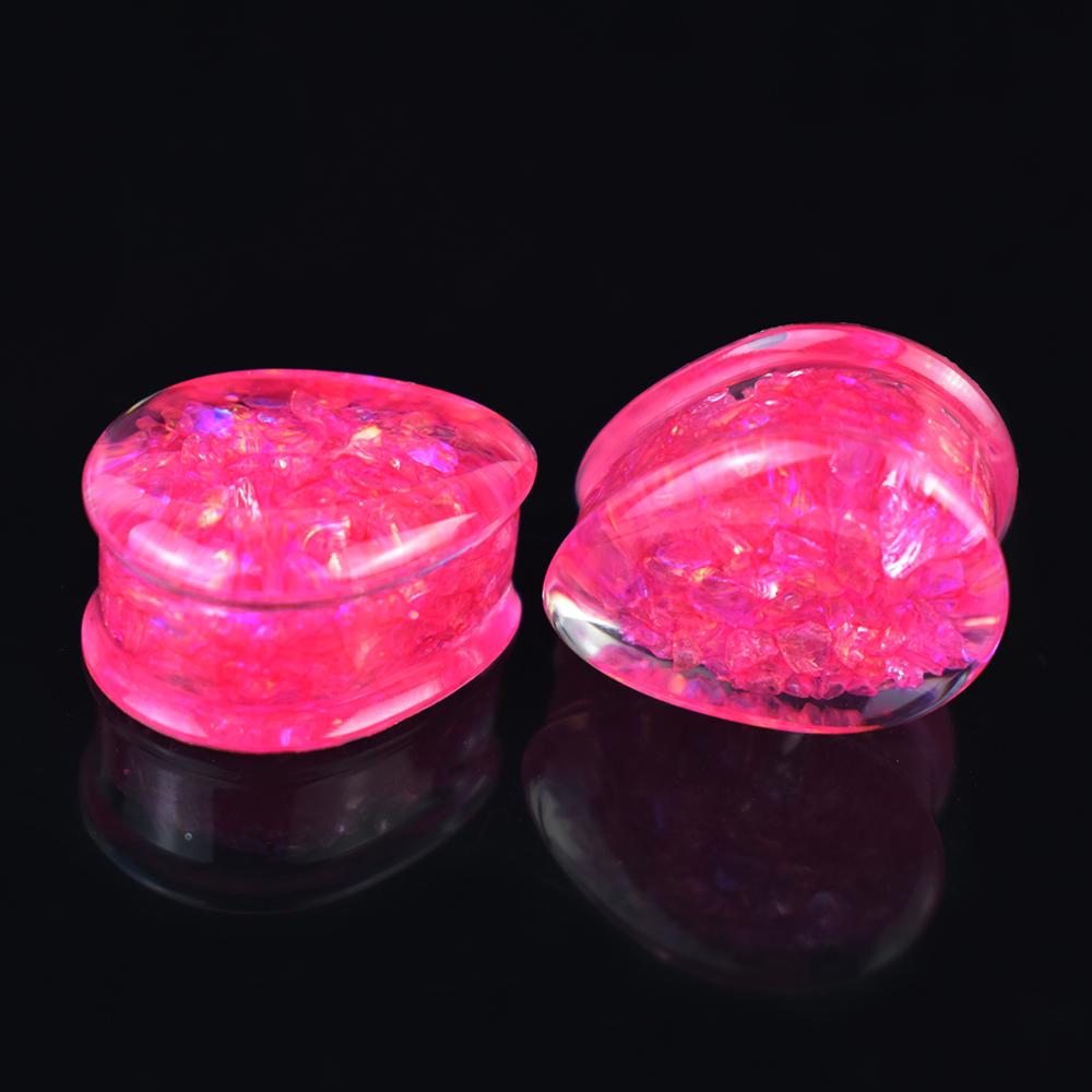 2pcs 8-50mm Multicolore Paillettes Brillantes Goutte d'Eau Plug d'Oreille Tunnels Jauges Écarteur Élargisseur d'Oreille Bijou de Corps pour Femmes Hommes