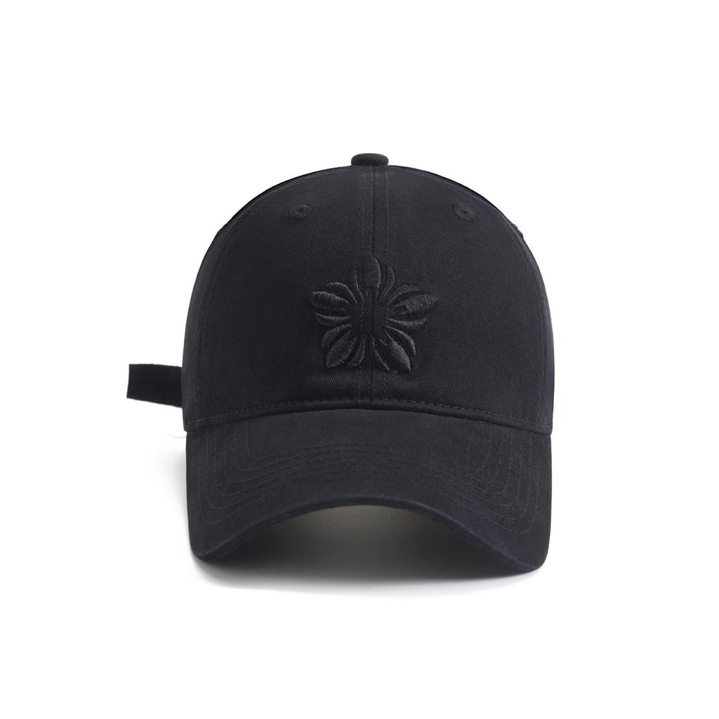 Snow Lotus Embroidered Cotton Baseball Cap With Sun Protection For Casual Women