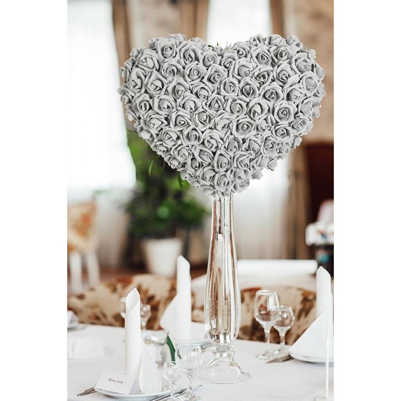 Rose Head Artificial Flowers for Arrangement Decoration 5 Pcs - Gray