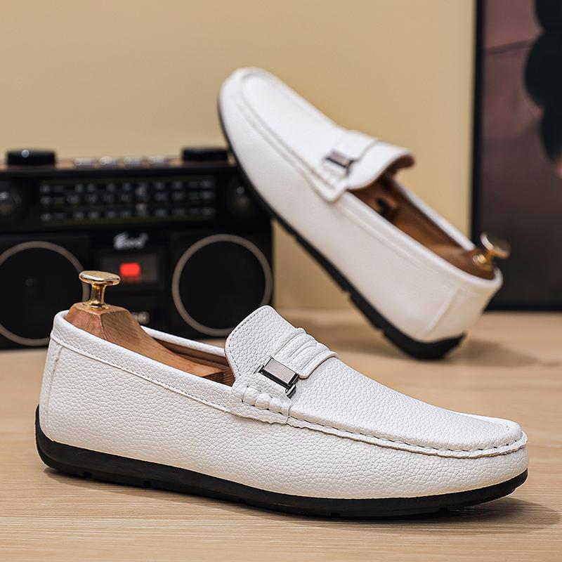 Fashion Leather Mens Loafers Luxury Brand Men Casual Shoes Lightweight Slip On Walking Boat Shoes Comfortable Lazy Driving Shoes
