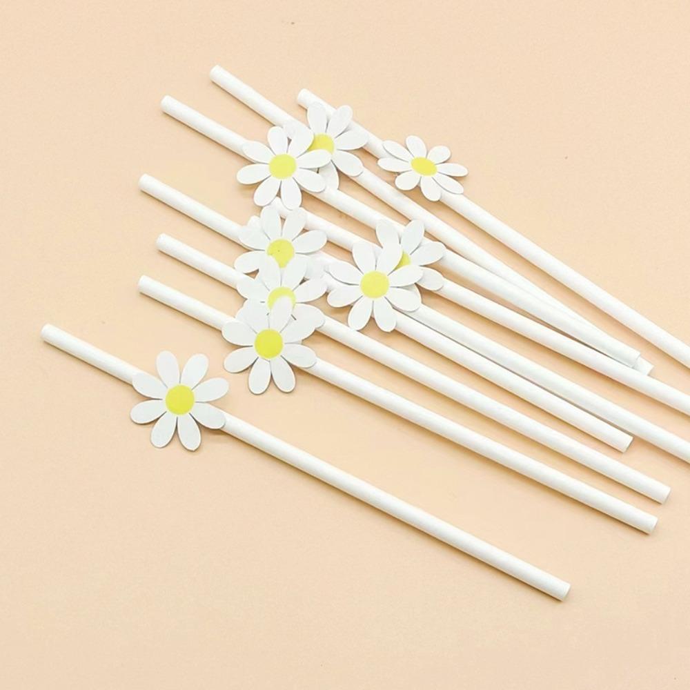 20pcs Degradable Disposable Straws Eco Friendly Drinking Straw Daisy Straws Baby Shower