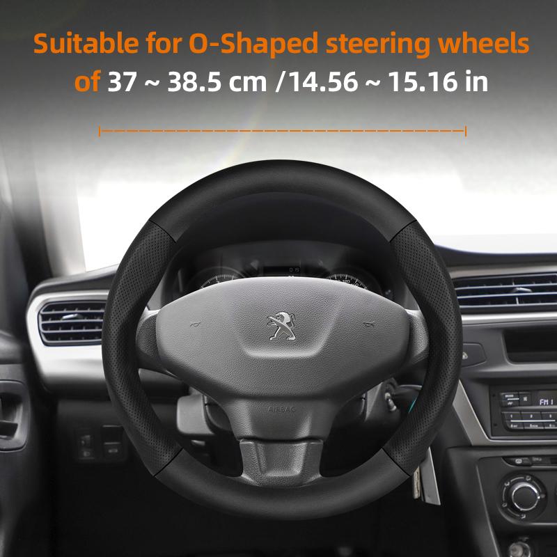 For Peugeot Carbon Fiber Texture Perforated Leather Steering Wheel Cover 508 3008 207 2008 307 Sw 308 206 208 5008 301 Expert