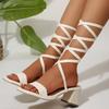 Heels Shoes for Women 2024 New Summer Open Toe High Heels Sandals Women Sexy Solid Color Lace Up Beach Women Sandals