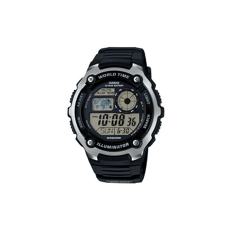 Casio CASIOYOUTH Series - Disc Digital Display Series ANDARD Ten Years Power Digital Display Waterproof Electronic Watch Quartz Movement AE-2100W-1A