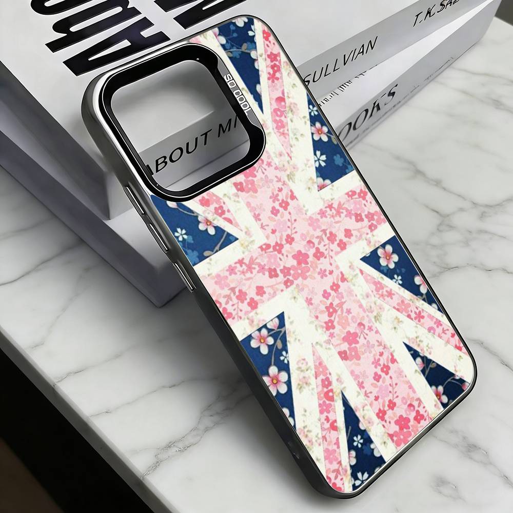 British National Flag Culture Phone Case For iPhone 17,16,15,14,13,12,11 Plus,Pro Max,XS,Colorful Silver Phone case Funda Cover