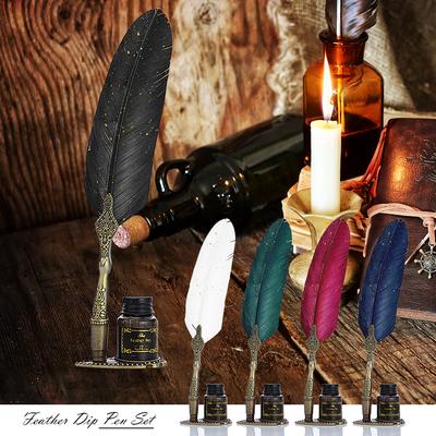 Ensembles de stylos plume à encre et plume de calligraphie vintage Papeterie Plume Rétro Stylo d'écriture Cire à cacheter Cadeau Fournitures scolaires de bureau