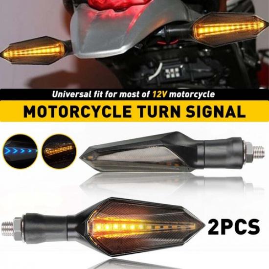 4x Motorcycle LED Turn Signal Lamp Sequential Flowing Indicator Light Amber Blue