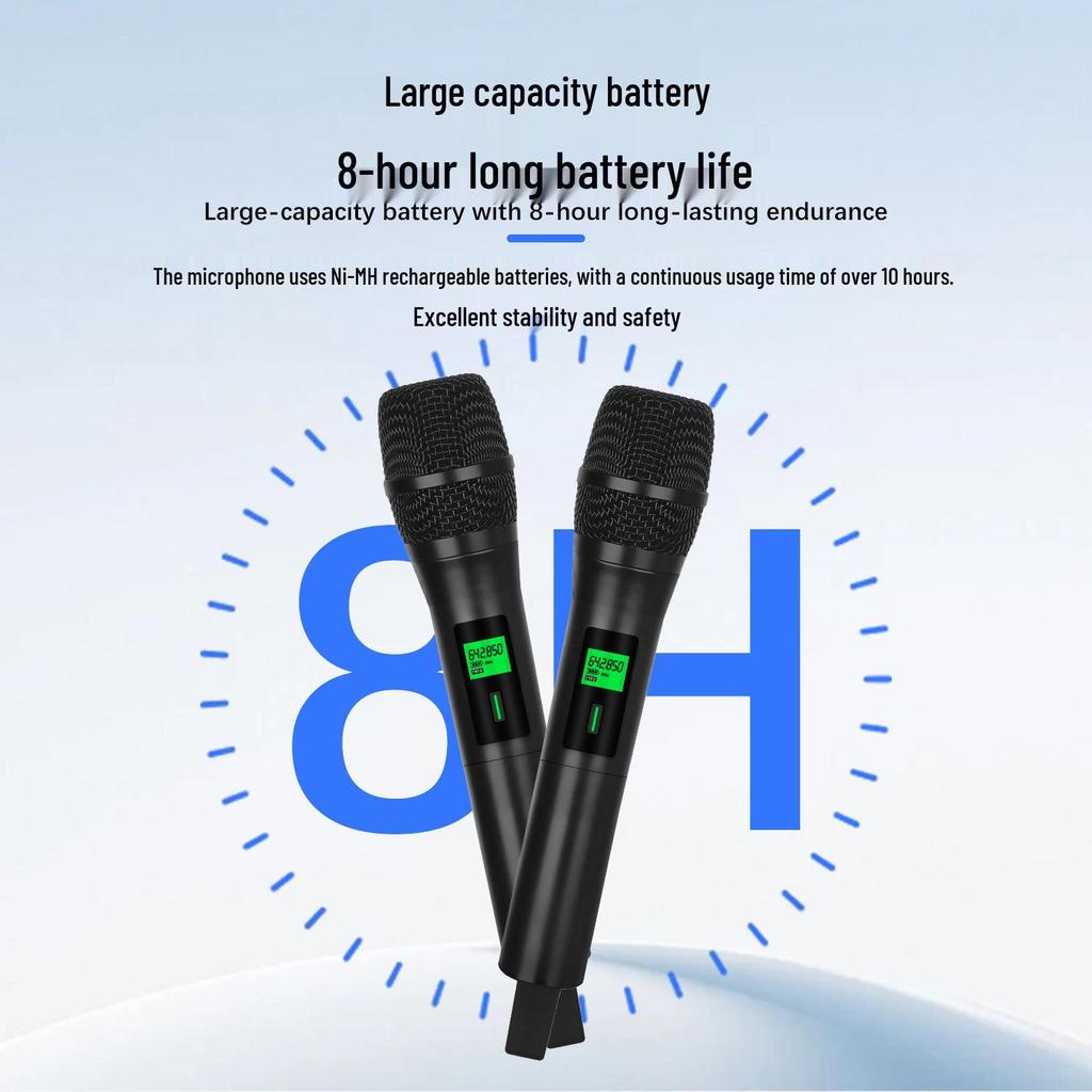 Professional UHF Wireless Dual Microphone Set for KTV & Live Streaming – Anti-interference, High-Quality Sound