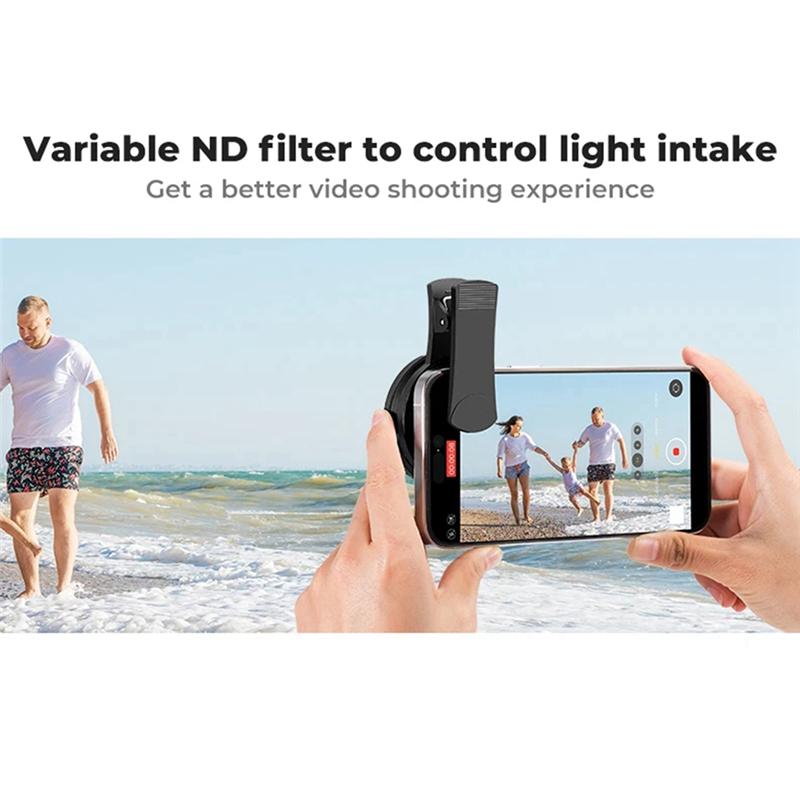 New Arrival 52Mm Phone ND Filter ND2 To ND400 Clip-On Variable Neutral Density Filter For Phone Mobile Smart Phone Camera