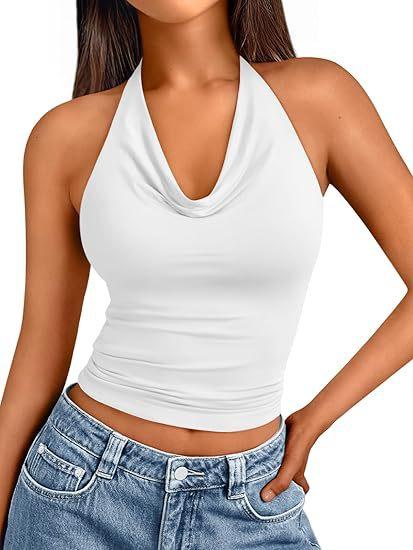 European and American fashion foreign style neck sleeveless sexy vest women's summer slim-fitting off-the-shoulder thin versatile top