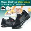 Men's Summer Steel Toe Safety Shoes Anti-Crush And Piercing Breathable Lightweight Outdoor Pure Black Work Shoes