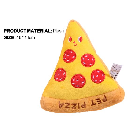 Dog Chew Toy Scentless Stress Relief Built-in Sounder Plush Pizza Stuffed Fast