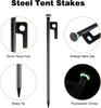 Tent Stakes Heavy Duty Metal Tent Pegs Steel Tent Stakes Fluorescent Silicone Rings Special Bag for Camping Used on Rocks