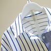 Blue Striped Shirt Women's Short Sleeves Summer New Loose Top Splicing Chic Shirt