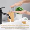 2Pcs Bamboo Soap Dispenser Refillable Pump Bottles Lotion Shampoo Liquid Hand Sanitizer Dispenser for Bathroom Kitchen