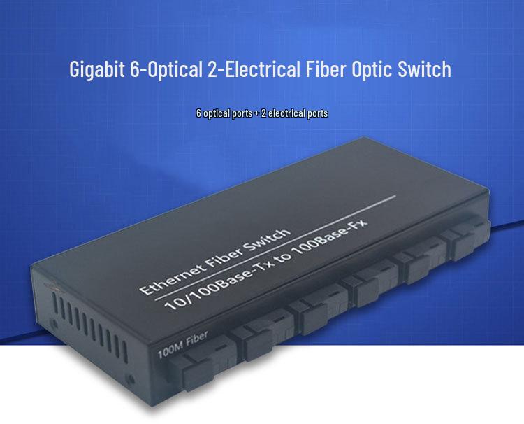 6-Port Optical & 2-Port Electrical 100 Megabit Switch with Single Fiber Transceiver for HD Camera Networking