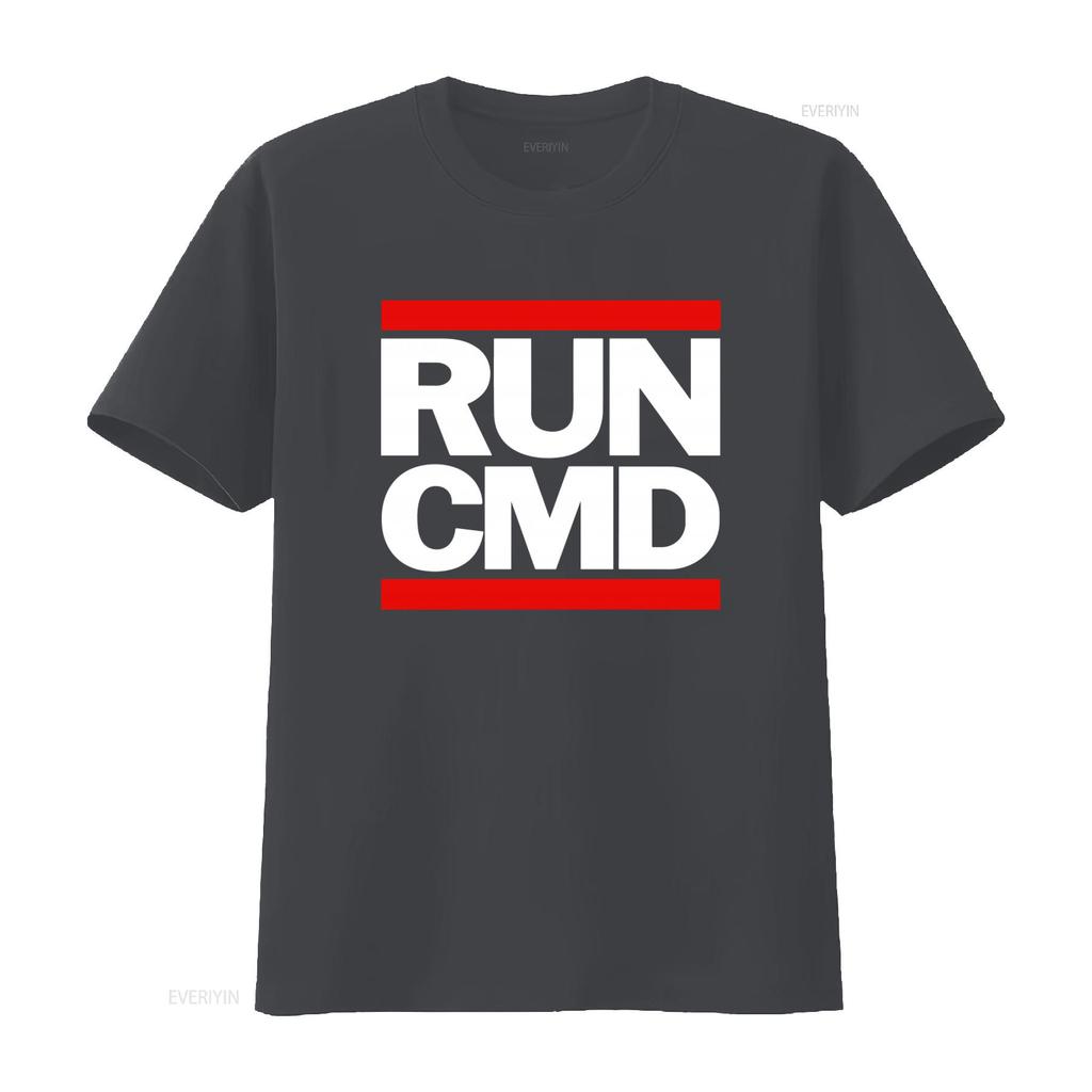 Run Cmd T Shirt for Computer Geeks Mens Funny vintage Washed Top For Everyday Wear graphic Stretched Casual Versatile Stylish