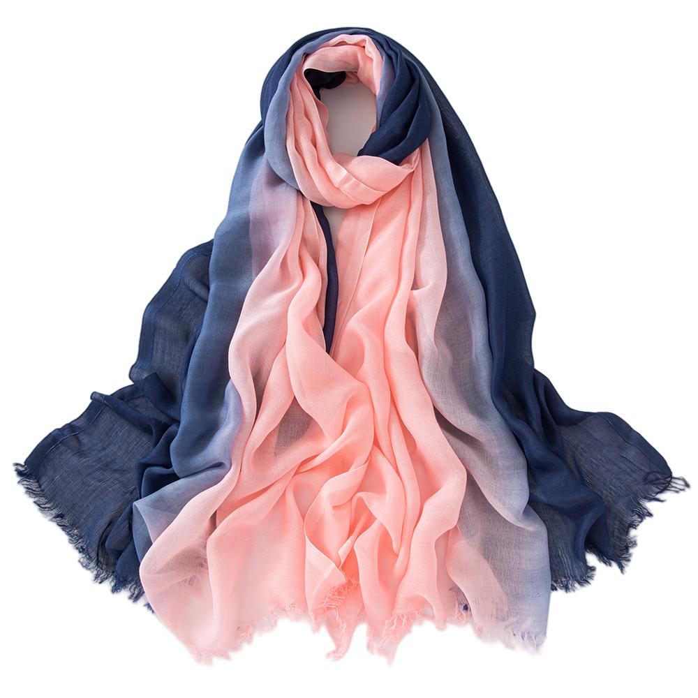 Oversize Ombre Print Scarf Cotton Viscose Soft Hijab New Brand Design Headscarf Turban Solid Color Fashion Women Wraps