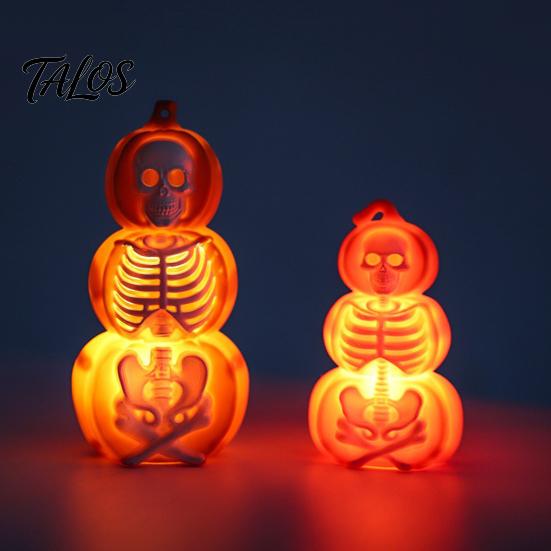 Halloween Craft Activity Supplies Pumpkin Lantern, Spooky Lighted Skeleton Statue, Resin Indoor Outdoor Festival Decor for Porch Table Window