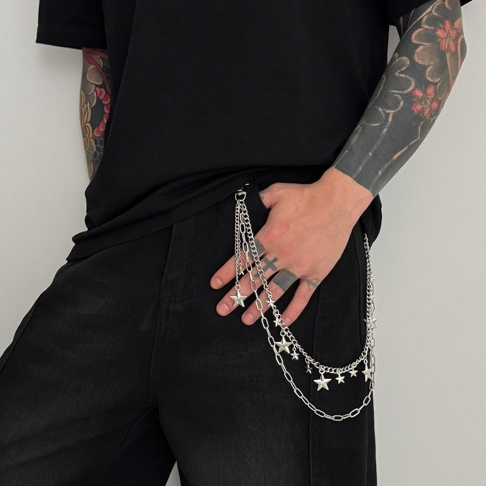 Metal Geometric Bag Chain Versatile Hip Hop Chain Men Women Jeans Accessory