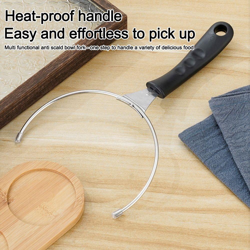 Stainless Steel Soup Bowl Fork Anti-Scalding Bowl Tongs Bowl Gripper  for Serving Hot Pots