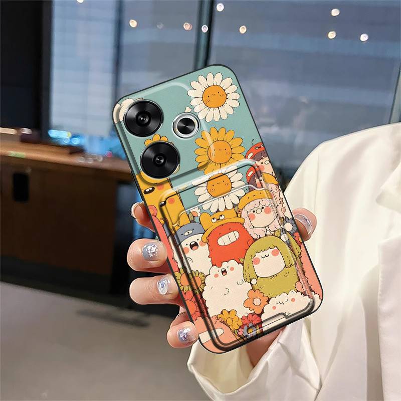Fashion Design Cover Phone Case For Redmi Turbo3/Xiaomi Poco F6 5G Full Wrap Card Slot Cute Graffiti Protective Silicone