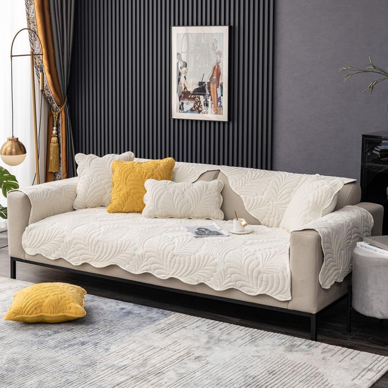 Thickened Chenille Banana Leaf Quilted Modern and Simple Seasonal Universal Anti Slip Sofa Cushion
