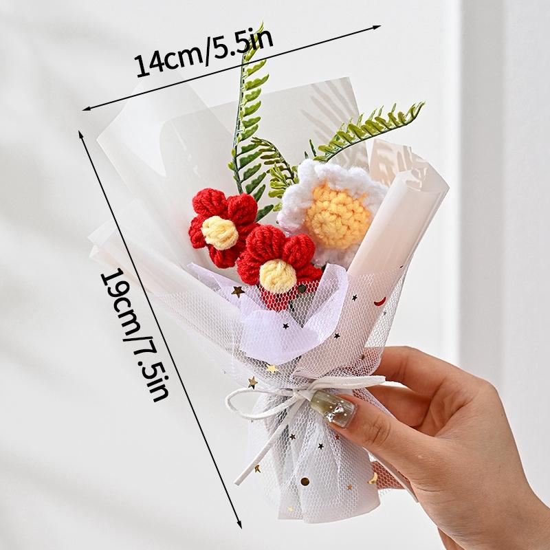 Sunflower Bouquet Gift Handmade Knitted Creative Valentine's Day Gifts For Girl DIY Simulate Bouquet Handmade Knitted Bouquet