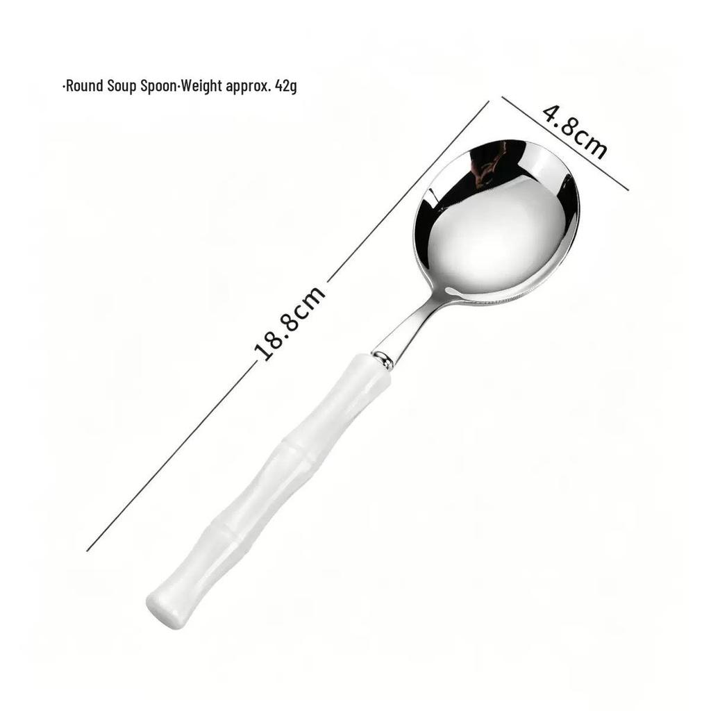 304 Stainless Steel Gold Cutlery Set with Violet Acrylic Bamboo Joint Handles: Includes Knife, Fork, and Spoon for Hotel Light Luxury Use.