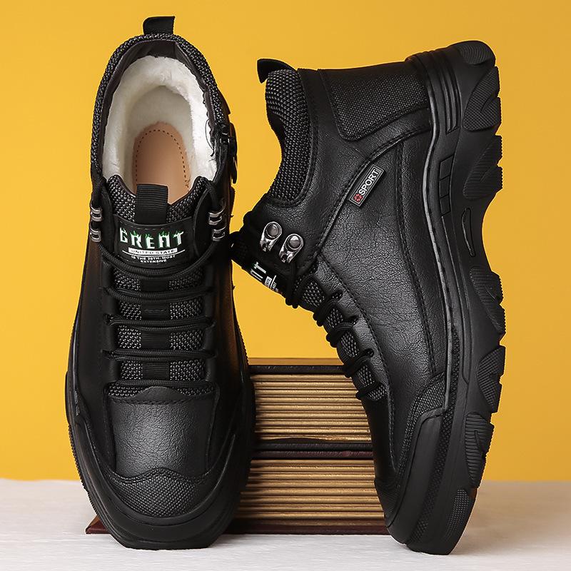 Winter men s cotton shoes men s shoes in the elderly leather non-slip piled thickened wool elderly warm leather shoes 38