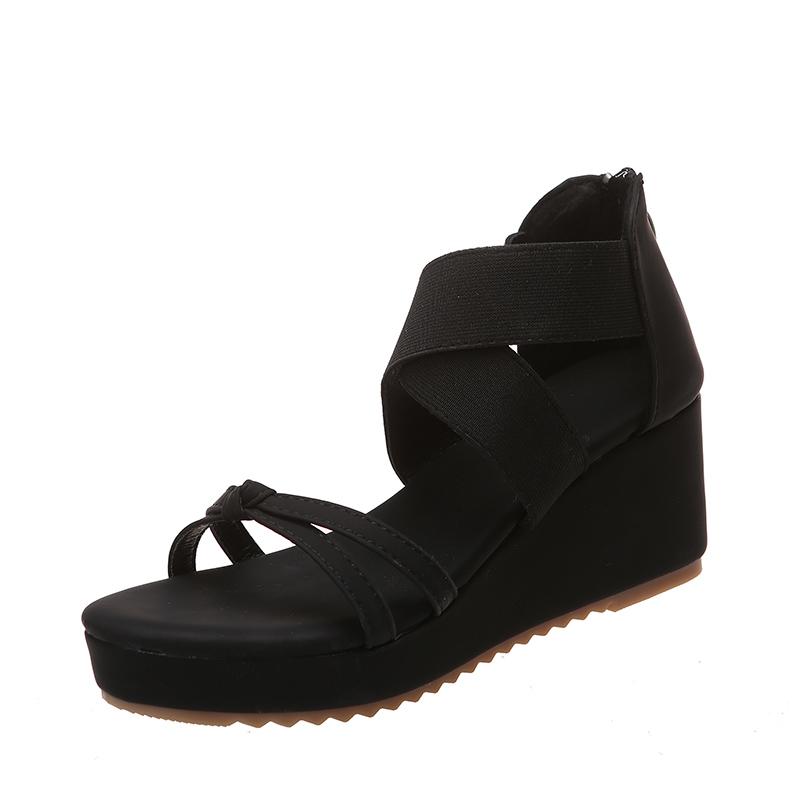 

модные женские винтажные римские сандалии летние прогулочные рыбий рот мягкая подошва модные открытые носки удобные женские сандалии на платформе 35 чёрный