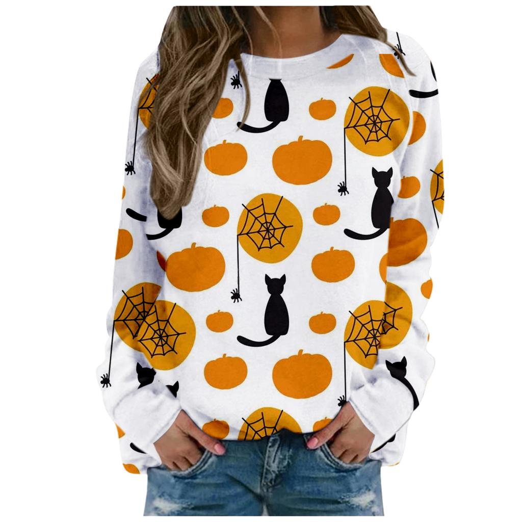 Halloween Sweatshirts Pumpkin 3D Print Women Casual O-Neck Streetwear Oversized Harajuku Pullover Clothing