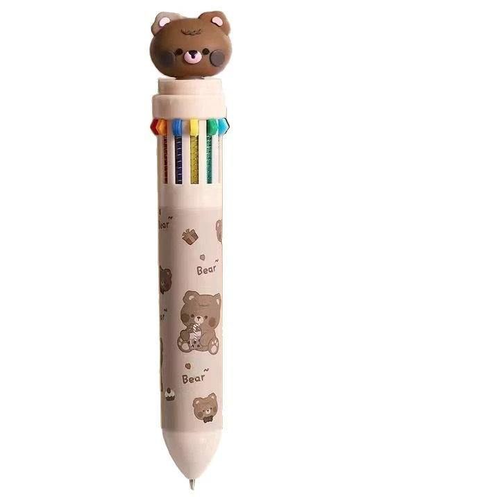 12-Color Push-Button Gel Pen Set - Multicolor Cartoon Ballpoint and Marker for Students