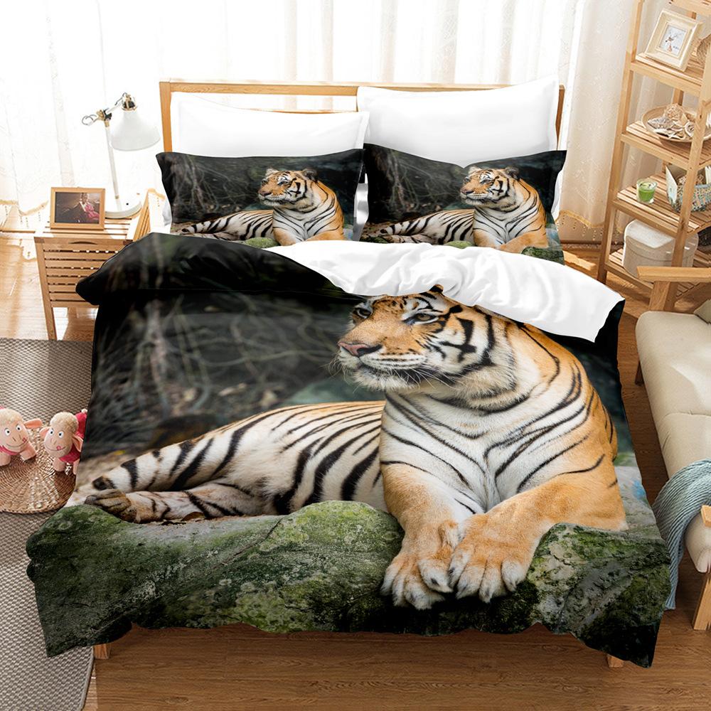 

3D Digital Printing Three-Piece Set, Chinese Tiger Pattern Bedding Kit quilt cover 90 * 190 pillowcase 50 * 75 * 1